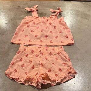 Old Navy Peach Floral Girls Pajama Set